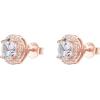 imagePAVOI 14K Gold Plated Sterling Silver Post Brilliant Round Faux Diamond Halo Earrings  Premium Cubic Zirconia in Rose White and Yellow GoldRose Gold