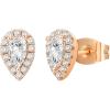 imagePAVOI 14K Gold Plated Sterling Silver Post Brilliant Round Faux Diamond Halo Earrings  Premium Cubic Zirconia in Rose White and Yellow GoldRose Gold