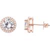 imagePAVOI 14K Gold Plated Sterling Silver Post Brilliant Round Faux Diamond Halo Earrings  Premium Cubic Zirconia in Rose White and Yellow GoldRose Gold
