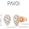 imagePAVOI 14K Gold Plated Sterling Silver Post Brilliant Round Faux Diamond Halo Earrings  Premium Cubic Zirconia in Rose White and Yellow GoldRose Gold