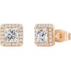 imagePAVOI 14K Gold Plated Sterling Silver Post Brilliant Round Faux Diamond Halo Earrings  Premium Cubic Zirconia in Rose White and Yellow GoldRose Gold