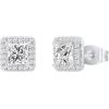 imagePAVOI 14K Gold Plated Sterling Silver Post Brilliant Round Faux Diamond Halo Earrings  Premium Cubic Zirconia in Rose White and Yellow GoldWhite Gold