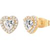 imagePAVOI 14K Gold Plated Sterling Silver Post Brilliant Round Faux Diamond Halo Earrings  Premium Cubic Zirconia in Rose White and Yellow GoldYellow Gold