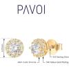 imagePAVOI 14K Gold Plated Sterling Silver Post Brilliant Round Faux Diamond Halo Earrings  Premium Cubic Zirconia in Rose White and Yellow GoldYellow Gold