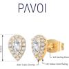 imagePAVOI 14K Gold Plated Sterling Silver Post Brilliant Round Faux Diamond Halo Earrings  Premium Cubic Zirconia in Rose White and Yellow GoldYellow Gold