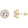 imagePAVOI 14K Gold Plated Sterling Silver Post Brilliant Round Faux Diamond Halo Earrings  Premium Cubic Zirconia in Rose White and Yellow GoldYellow Gold