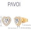 imagePAVOI 14K Gold Plated Sterling Silver Post Brilliant Round Faux Diamond Halo Earrings  Premium Cubic Zirconia in Rose White and Yellow GoldYellow Gold