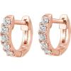 imagePAVOI 14K Gold Plated Sterling Silver Post Pave Cubic Zirconia Huggie Hoop Earrings for WomenRose Gold