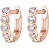 imagePAVOI 14K Gold Plated Sterling Silver Post Pave Cubic Zirconia Huggie Hoop Earrings for WomenRose Gold