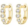 imagePAVOI 14K Gold Plated Sterling Silver Post Pave Cubic Zirconia Huggie Hoop Earrings for WomenYellow Gold