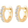 imagePAVOI 14K Gold Plated Sterling Silver Post Pave Cubic Zirconia Huggie Hoop Earrings for WomenYellow Gold