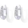 imagePAVOI 18K Gold Plated 925 Sterling Silver Posts Cubic Zirconia U Shaped Hoop Earrings  Hypoallergenic CZ Huggie Earrings for WomenWhite Gold