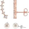 imagePAVOI 14K Gold Plated 925 Sterling Silver Post Cubic Zirconia Crawler Earrings Pearl Studs Set  CZ Climber Earrings Pearl Studs Pack for WomenRose Gold
