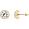 imagePAVOI 14K Gold Plated Sterling Silver Post Brilliant Round Faux Diamond Halo Earrings  Premium Cubic Zirconia in Rose White and Yellow GoldVermeil Yellow