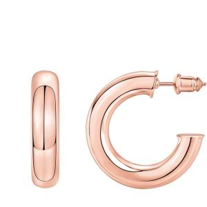 imagePAVOI 14K Gold Colored Extra Chunky 65mm Lightweight Open Hoops  Gold Hoop Earrings for WomenRose Gold