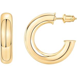 imagePAVOI 14K Gold Colored Extra Chunky 65mm Lightweight Open Hoops  Gold Hoop Earrings for WomenYellow Gold