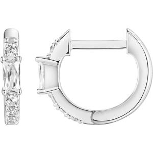 imagePAVOI 14K Gold Plated 925 Sterling Silver Post Cubic Zirconia Huggie Earrings  Small Gold Hoop Earrings for Women  CZ Stud Cuff EarringWhite Gold