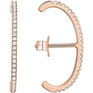 imagePAVOI 14K Gold Plated 925 Sterling Silver Post Minimalist Suspender Ear Cuff Earrings for Women  Wrap Earlobe StudsRose Gold