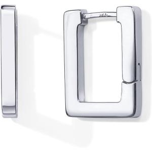 imagePAVOI 14K Gold Plated 925 Sterling Silver Post Square Hoop Earrings  Geometric Rectangle Gold Hoop Earrings for WomenWhite Gold