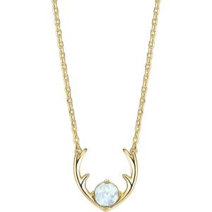 imagePAVOI 14K Gold Plated Created White Opal Necklace  Opal Necklaces for WomenYellow Gold
