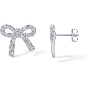 imagePAVOI 14K Gold Plated Cubic Zirconia Bow Stud Earrings for Women  Coquette Earring PairCubic Zirconia