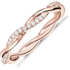 imagePAVOI 14K Gold Plated Cubic Zirconia Twisted Rope Eternity Band for WomenRose Gold