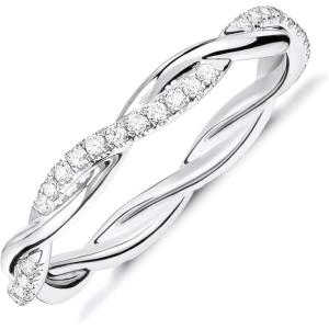 imagePAVOI 14K Gold Plated Cubic Zirconia Twisted Rope Eternity Band for WomenWhite Gold