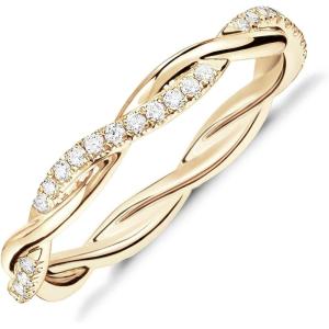 imagePAVOI 14K Gold Plated Cubic Zirconia Twisted Rope Eternity Band for WomenYellow Gold