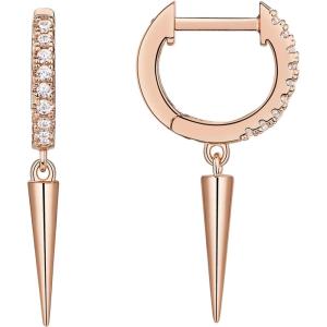 imagePAVOI 14K Gold Plated S925 Sterling Silver Post Lightweight DropDangle Huggie Earrings for Women  Star Lock Butterfly Moon Lightning  Dainty EarringsRose Gold