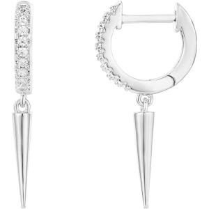 imagePAVOI 14K Gold Plated S925 Sterling Silver Post Lightweight DropDangle Huggie Earrings for Women  Star Lock Butterfly Moon Lightning  Dainty EarringsWhite Gold