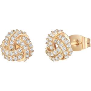imagePAVOI 14K Gold Plated Sterling Silver Post Love Knot Stud Earrings  Gold Earrings for WomenYellow Gold