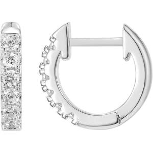 imagePAVOI 14K Gold Plated Sterling Silver Post Pave Cubic Zirconia Huggie Hoop Earrings for WomenWhite Gold