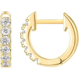 imagePAVOI 14K Gold Plated Sterling Silver Post Pave Cubic Zirconia Huggie Hoop Earrings for WomenYellow Gold