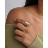 imagePAVOI 14K Gold Plated Mixed Metal Chunky Two Tone Wavy Dome Ring Pack for Women  Statement Ring Set