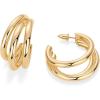 imagePAVOI 14K Gold Plated Chunky Multi Hoop Earrings for Women  Hypoallergenic Trendy Triple Split Loop Huggie EarringsYellow Gold