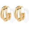 imagePAVOI 14K Gold Plated Chunky Multi Hoop Earrings for Women  Hypoallergenic Trendy Triple Split Loop Huggie EarringsYellow Gold