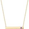 imagePAVOI 14K Gold Plated Crystal Birthstone Bar Necklace  Dainty Necklace  Gold Necklaces for WomenYellow Gold