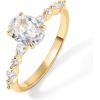 imagePAVOI 14K Gold Plated Engagement Ring for Women  Cubic Zirconia Wedding Band for Women  Oval Womens Fake Engagement RingYellow Gold