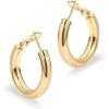 imagePAVOI 14K Gold Plated Sterling Silver Post Hoops  Lightweight Chunky Hoops Huggies  Thick Gold Hoop Earrings for Women300 Millimeters