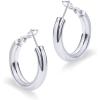 imagePAVOI 14K Gold Plated Sterling Silver Post Hoops  Lightweight Chunky Hoops Huggies  Thick Gold Hoop Earrings for Women300 Millimeters
