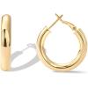imagePAVOI 14K Gold Plated Sterling Silver Post Hoops  Lightweight Chunky Hoops Huggies  Thick Gold Hoop Earrings for Women300 Millimeters