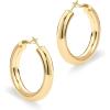imagePAVOI 14K Gold Plated Sterling Silver Post Hoops  Lightweight Chunky Hoops Huggies  Thick Gold Hoop Earrings for Women400 Millimeters