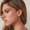 imagePAVOI 14K Gold Plated Sterling Silver Post Huggie Earrings  Gold Dome Huggie Hoop Earrings for WomenWhite  Yellow Pack