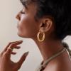 imagePAVOI 14K Gold Plated Sterling Silver Post Monet Oval Chunky Lightweight Hoop Earrings for WomenYellow