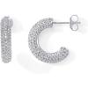 imagePAVOI 14K Gold Plated 925 Sterling Silver Post Cubic Zirconia Chunky Hoop Earrings  Thick Lightweight Gold Earrings for Women  Fully Studded HoopWhite Gold