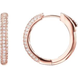 imagePAVOI 14K Gold Plated 925 Sterling Silver Posts Cubic Zirconia Hoop Earrings for Women  Halo CZ Gold Huggie HoopsRose Gold