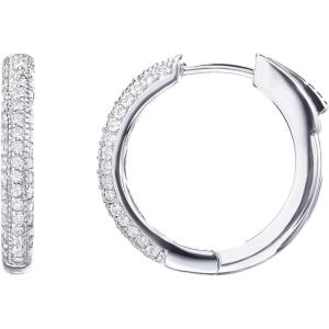 imagePAVOI 14K Gold Plated 925 Sterling Silver Posts Cubic Zirconia Hoop Earrings for Women  Halo CZ Gold Huggie HoopsWhite Gold
