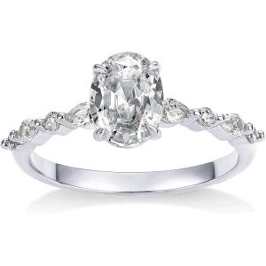 imagePAVOI 14K Gold Plated Engagement Ring for Women  Cubic Zirconia Wedding Band for Women  Oval Womens Fake Engagement RingWhite Gold