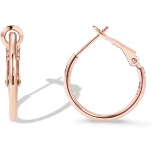 imagePAVOI 14K Gold Plated Sterling Silver Post Hoops  Large Hoops Earring  Lightwight Gold Hoop Earrings for WomenRose Gold
