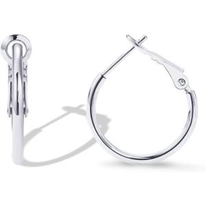 imagePAVOI 14K Gold Plated Sterling Silver Post Hoops  Large Hoops Earring  Lightwight Gold Hoop Earrings for WomenWhite Gold